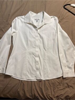Chico's White Pinstripe Blouse